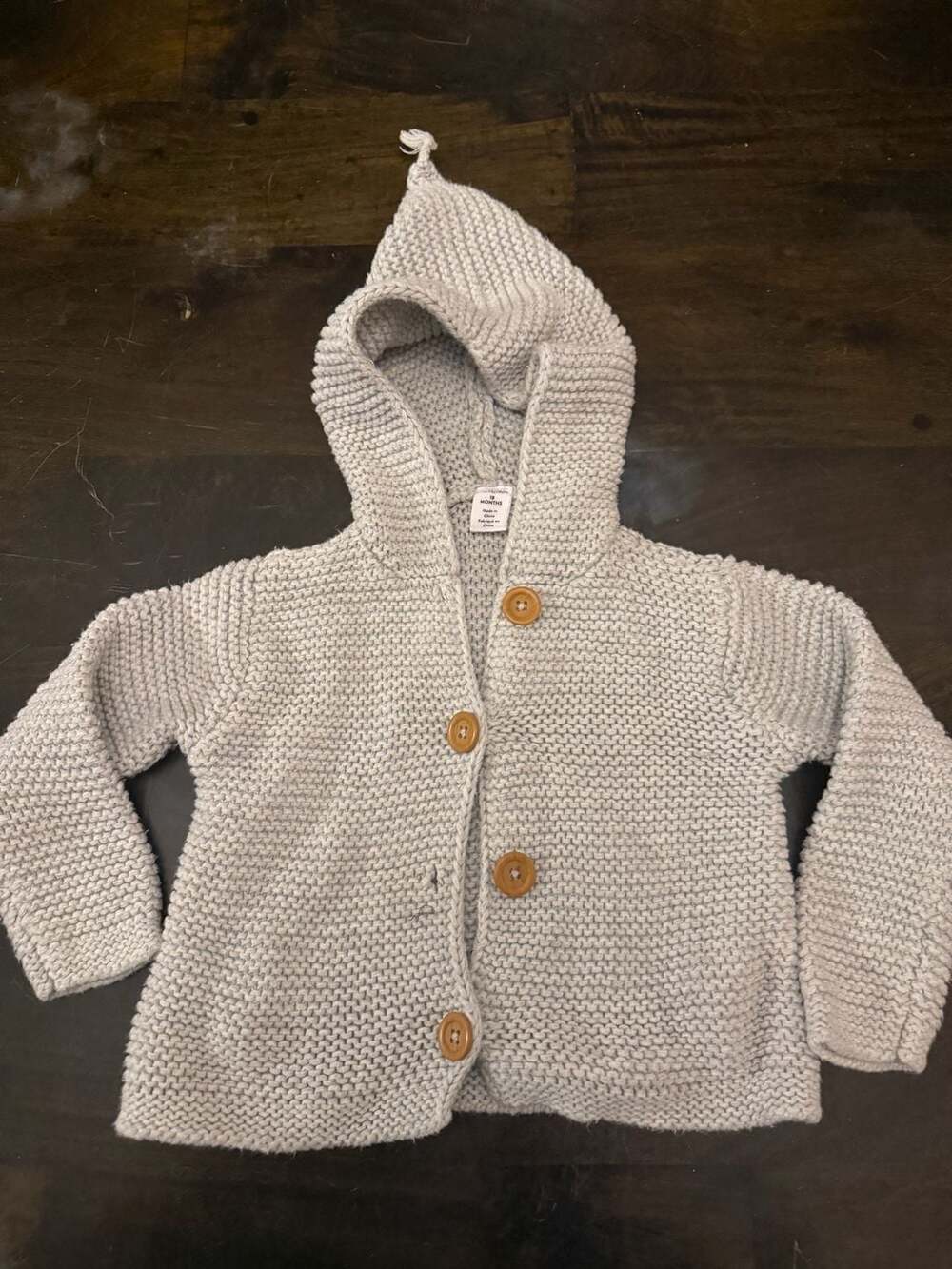 Nordstrom Baby Gray Organic Cotton Pixie Knit Cardigan 18 Months